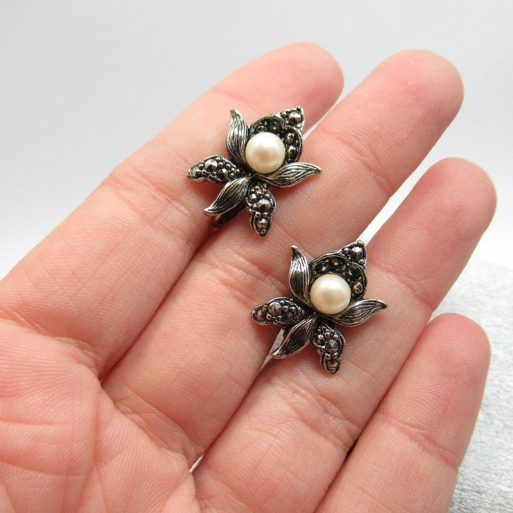 Vintage Orchid Clip Earrings